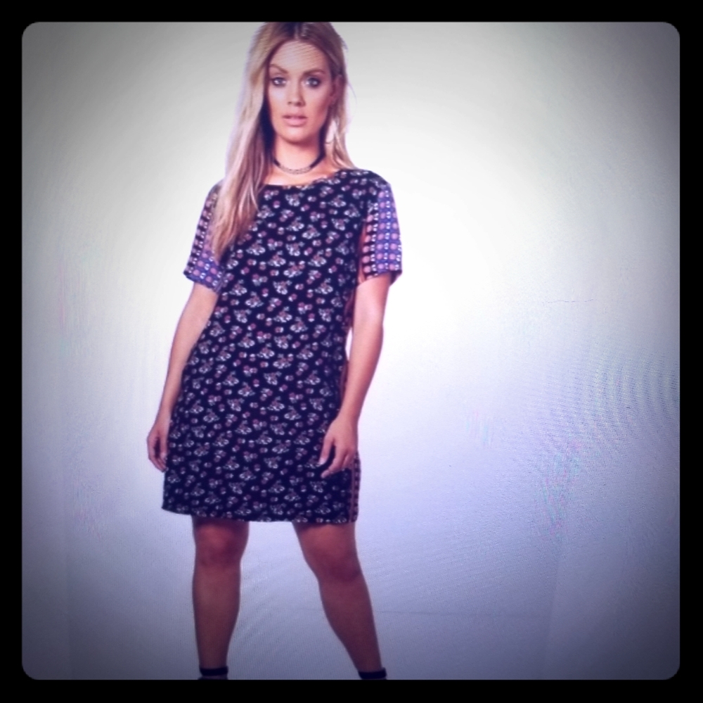 Sold Mixed print shift dress